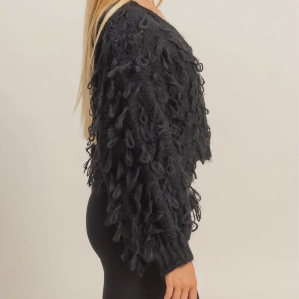 NWT Women's Black Textured Sweater - Picture 3 of 4